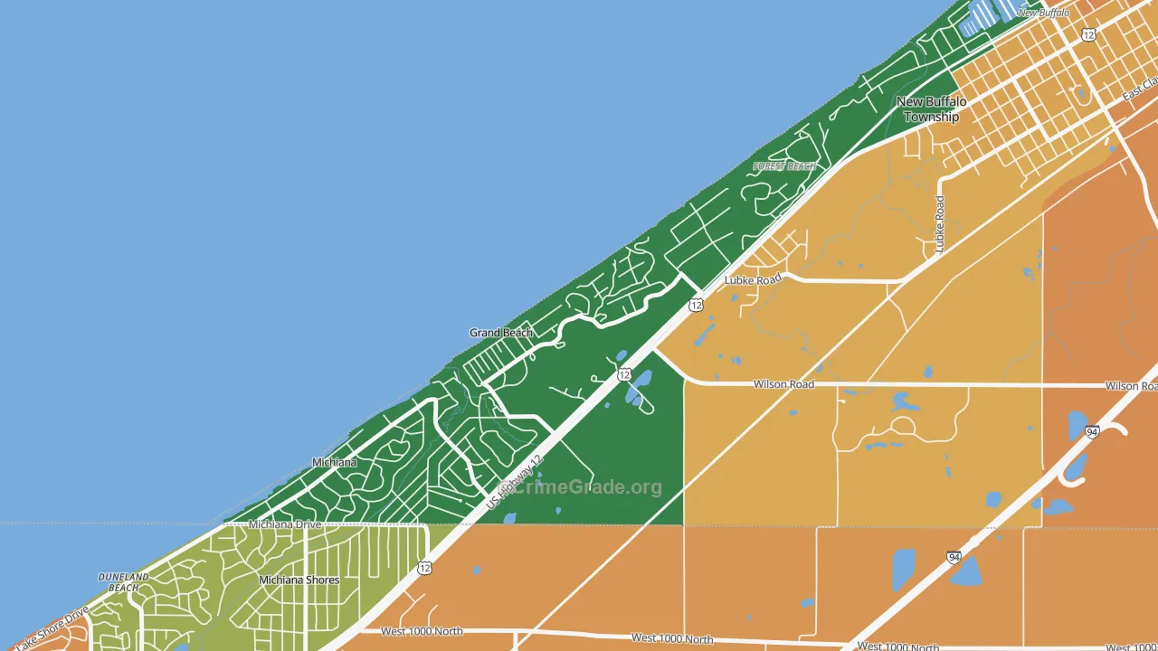 Grand Beach, MI Map of Murder Rates