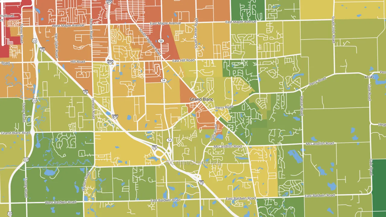 Grand Blanc, MI Map of Murder Rates