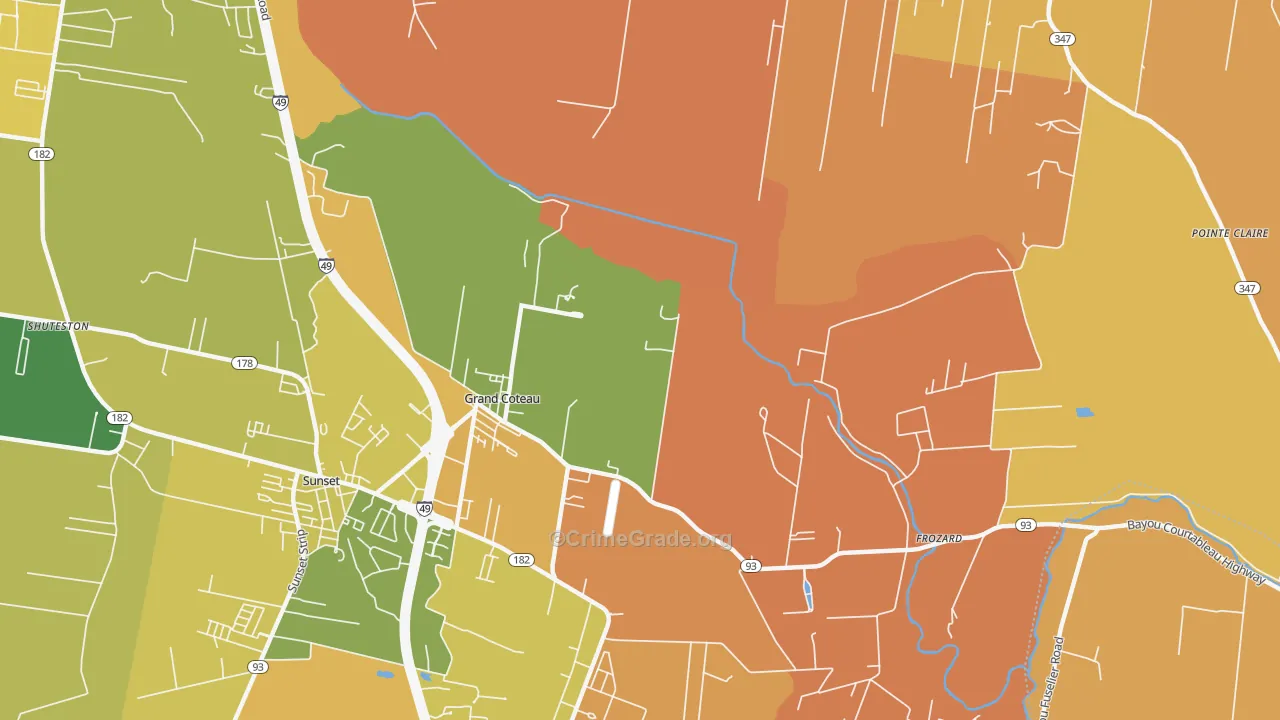Grand Coteau, LA Map of Murder Rates