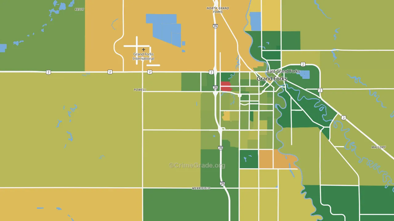 Grand Forks County, ND Map of Murder Rates