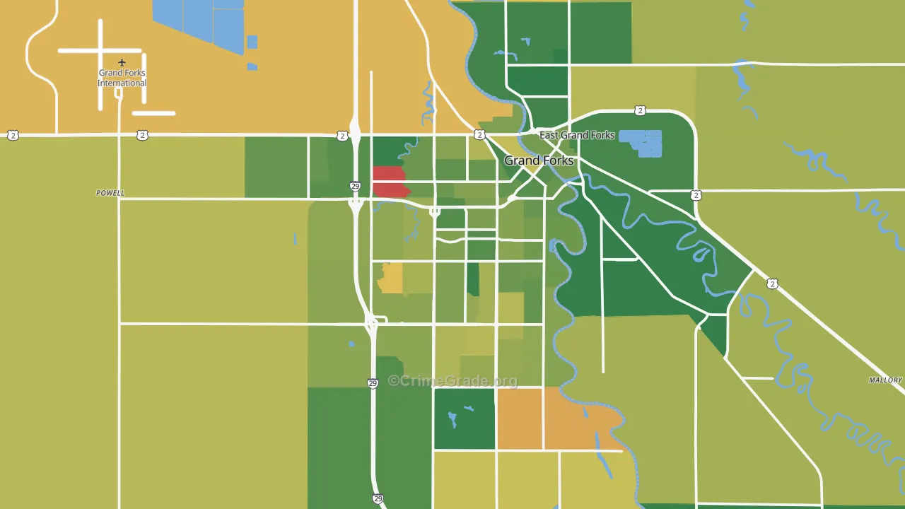 Grand Forks, ND Map of Murder Rates