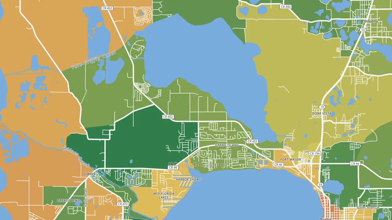Grand Island, FL Map of Murder Rates