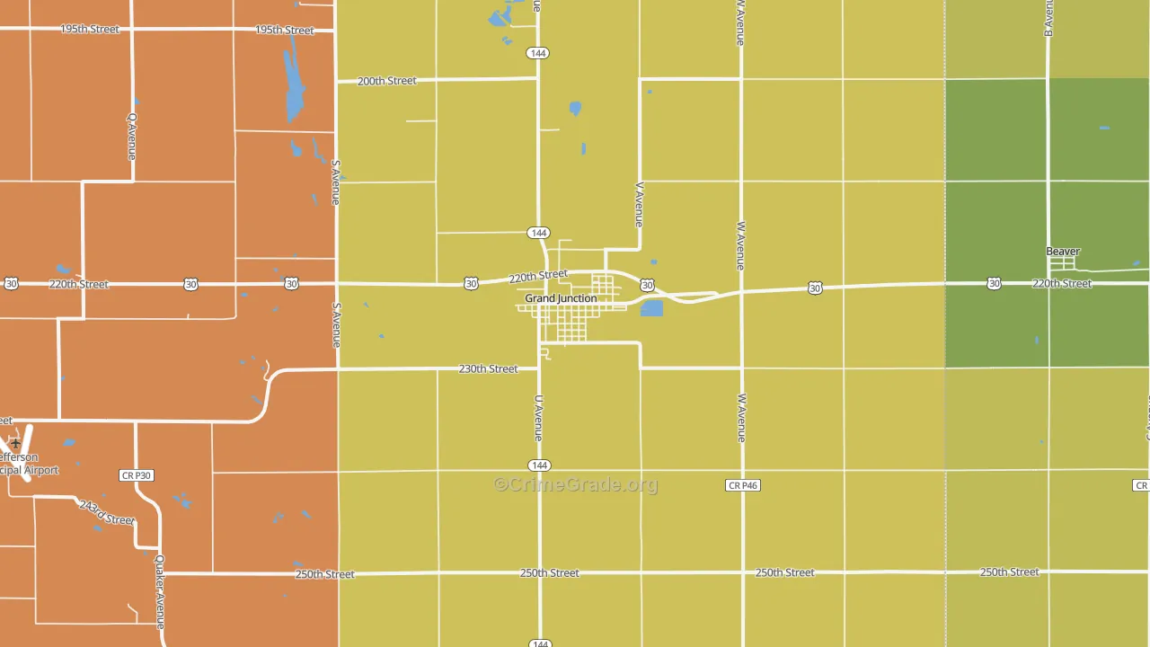 Grand Junction, IA Map of Murder Rates