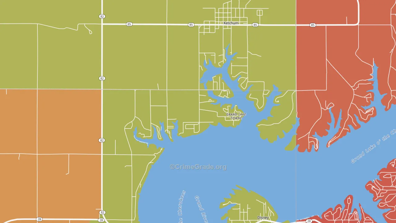 Grand Lake Towne, OK Map of Murder Rates