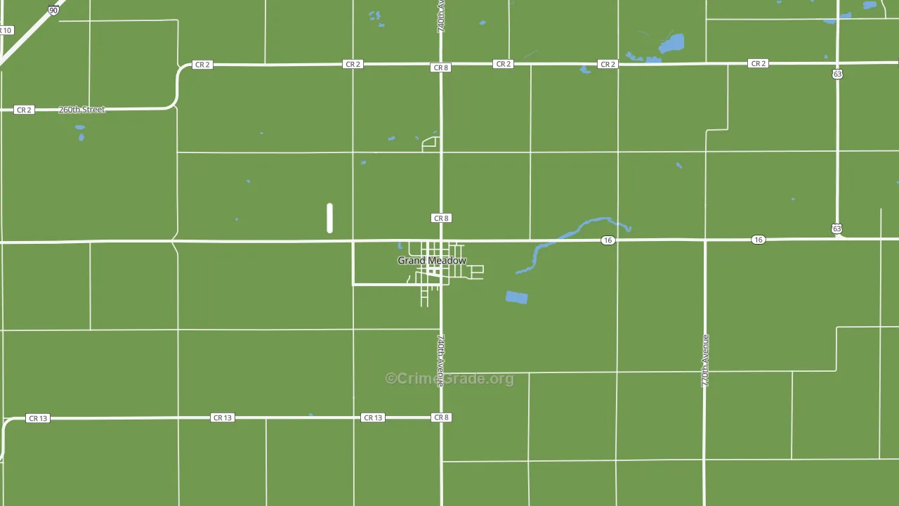 Grand Meadow, MN Map of Murder Rates