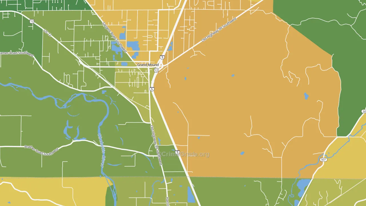 Grand Mound, WA Map of Murder Rates