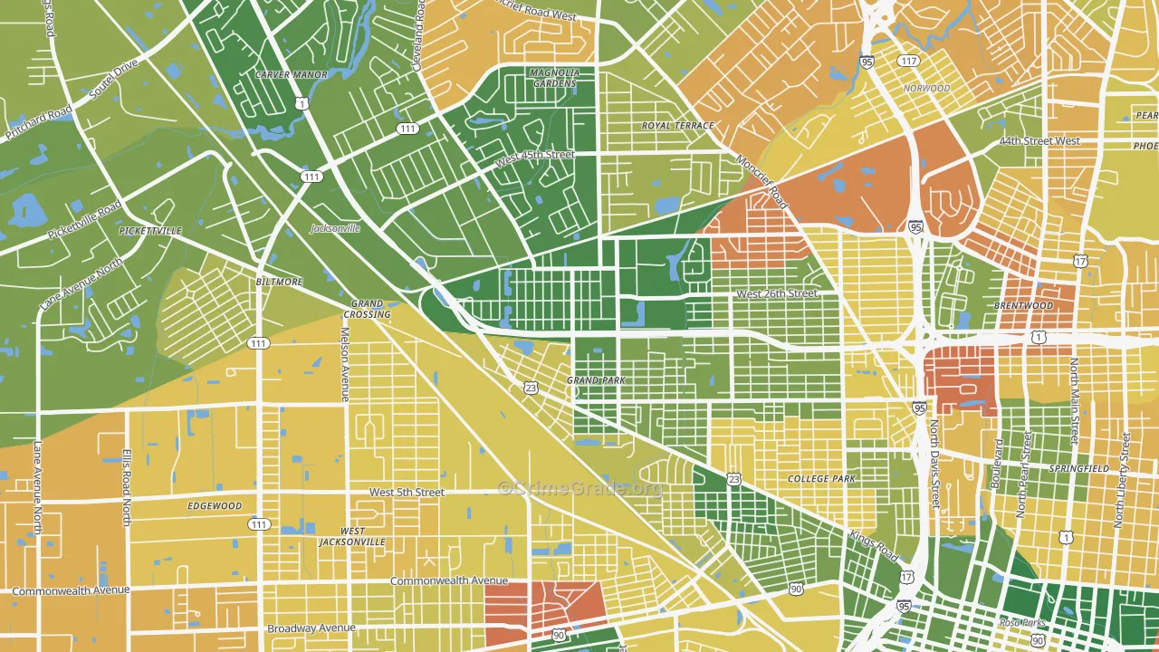 Grand Park, Jacksonville, FL Map of Murder Rates