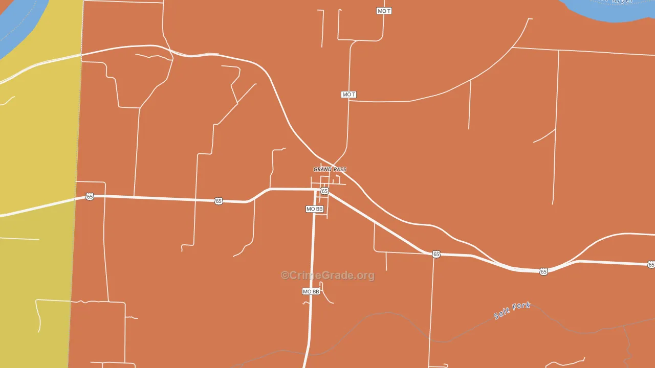 Grand Pass, MO Map of Murder Rates