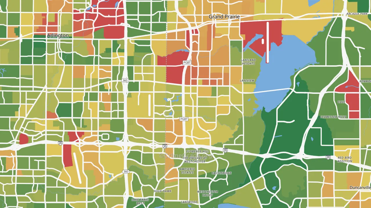 Grand Prairie, TX Map of Murder Rates