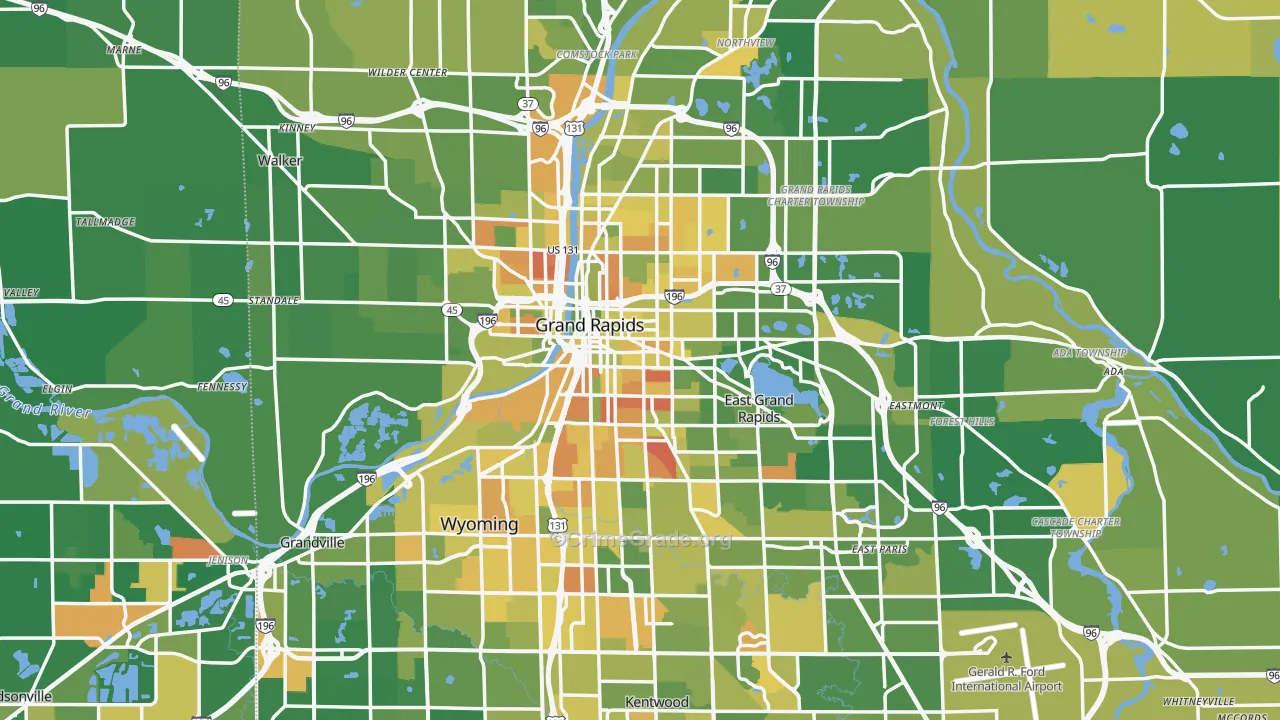 Grand Rapids, MI Map of Murder Rates