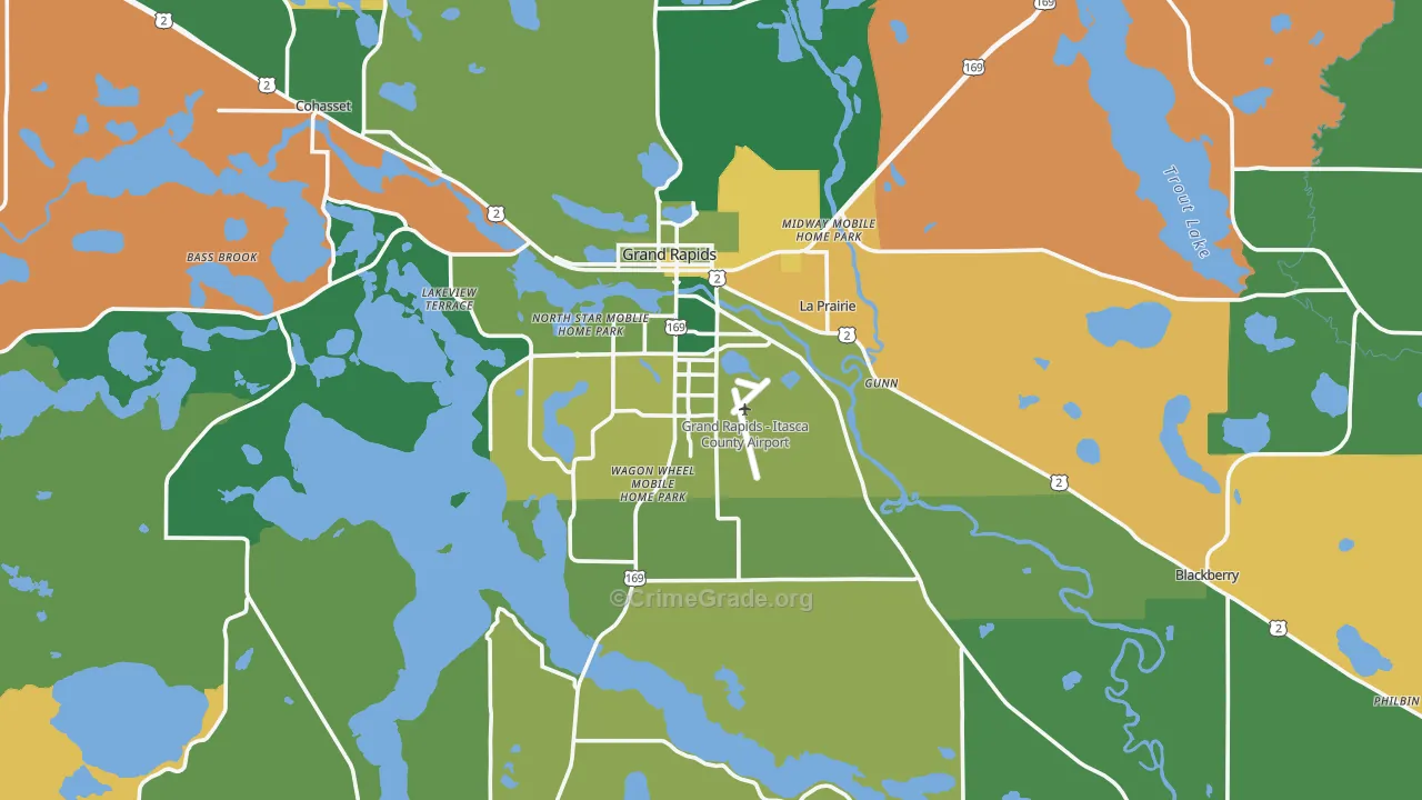 Grand Rapids, MN Map of Murder Rates