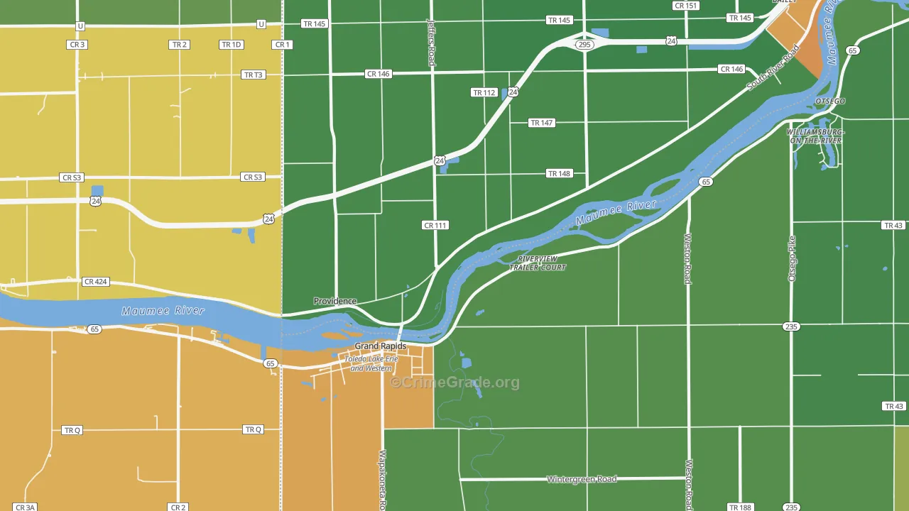 Grand Rapids, OH Map of Murder Rates