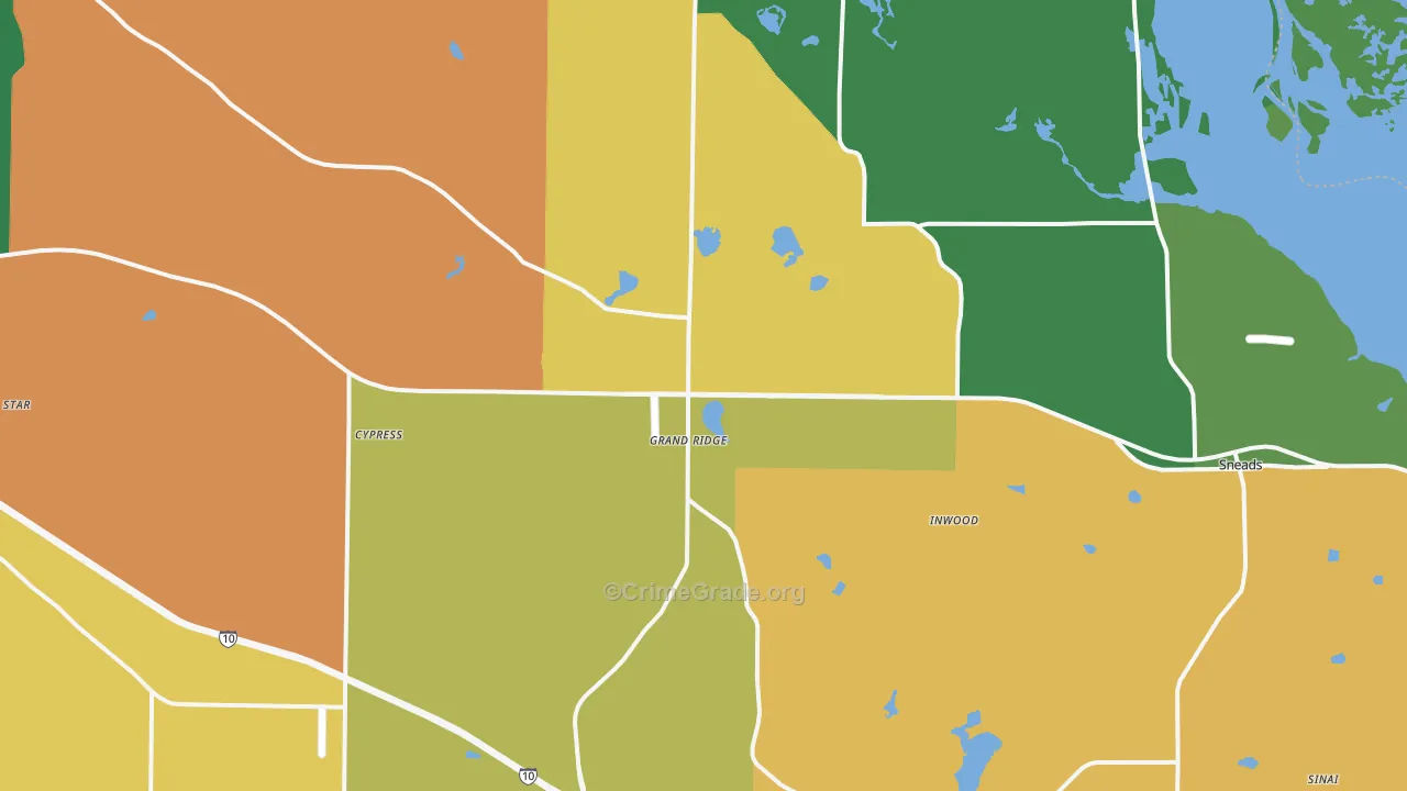 Grand Ridge, FL Map of Murder Rates