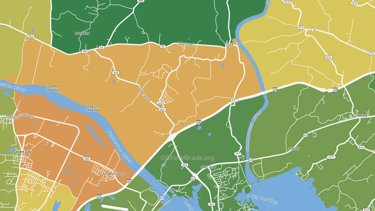 Grand Rivers, KY Map of Murder Rates