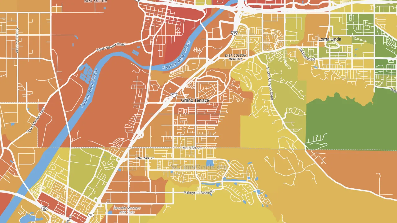 Grand Terrace, CA Map of Murder Rates