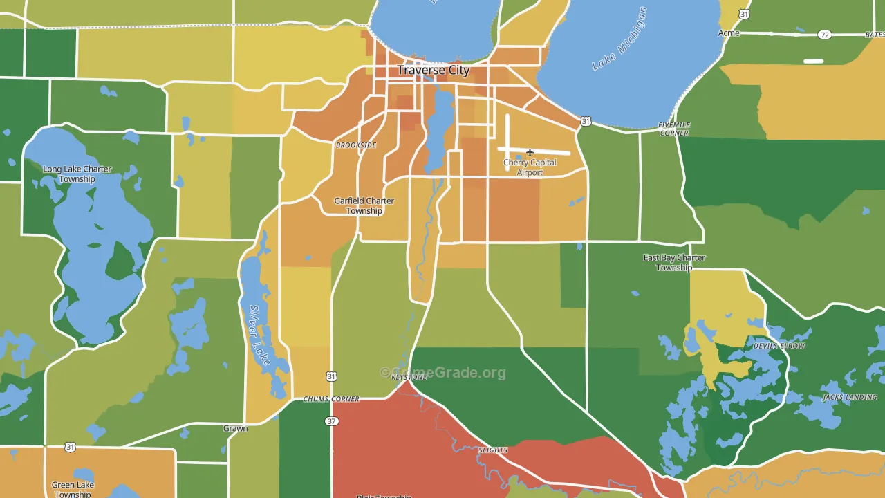 Grand Traverse County, MI Map of Murder Rates