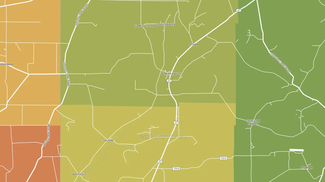 Grand Valley, PA Map of Murder Rates