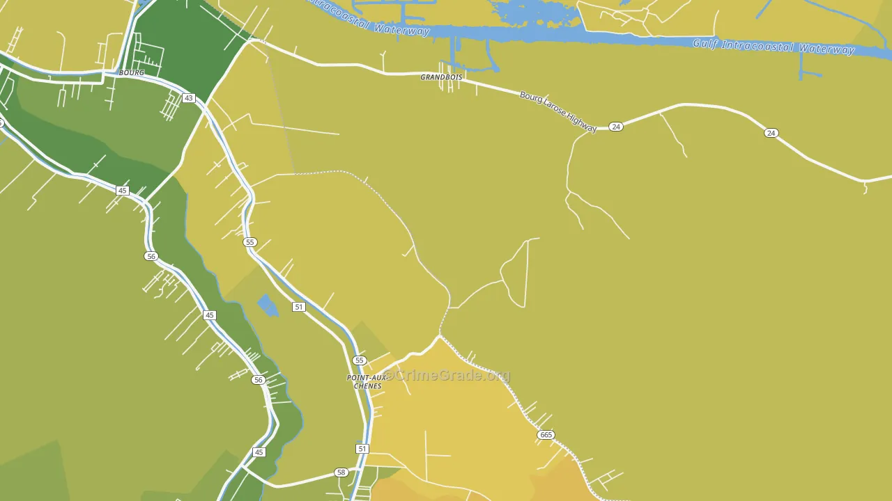 Grandbois, LA Map of Murder Rates