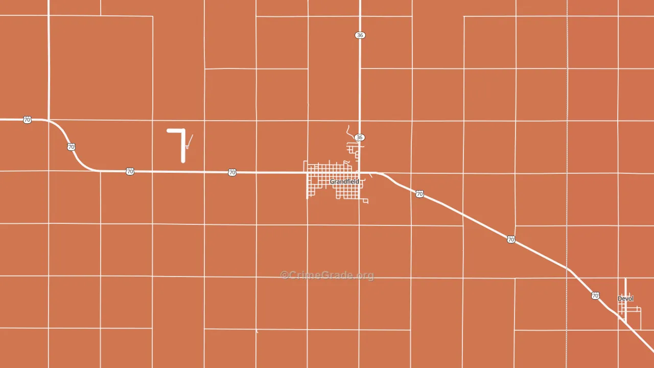 Grandfield, OK Map of Murder Rates