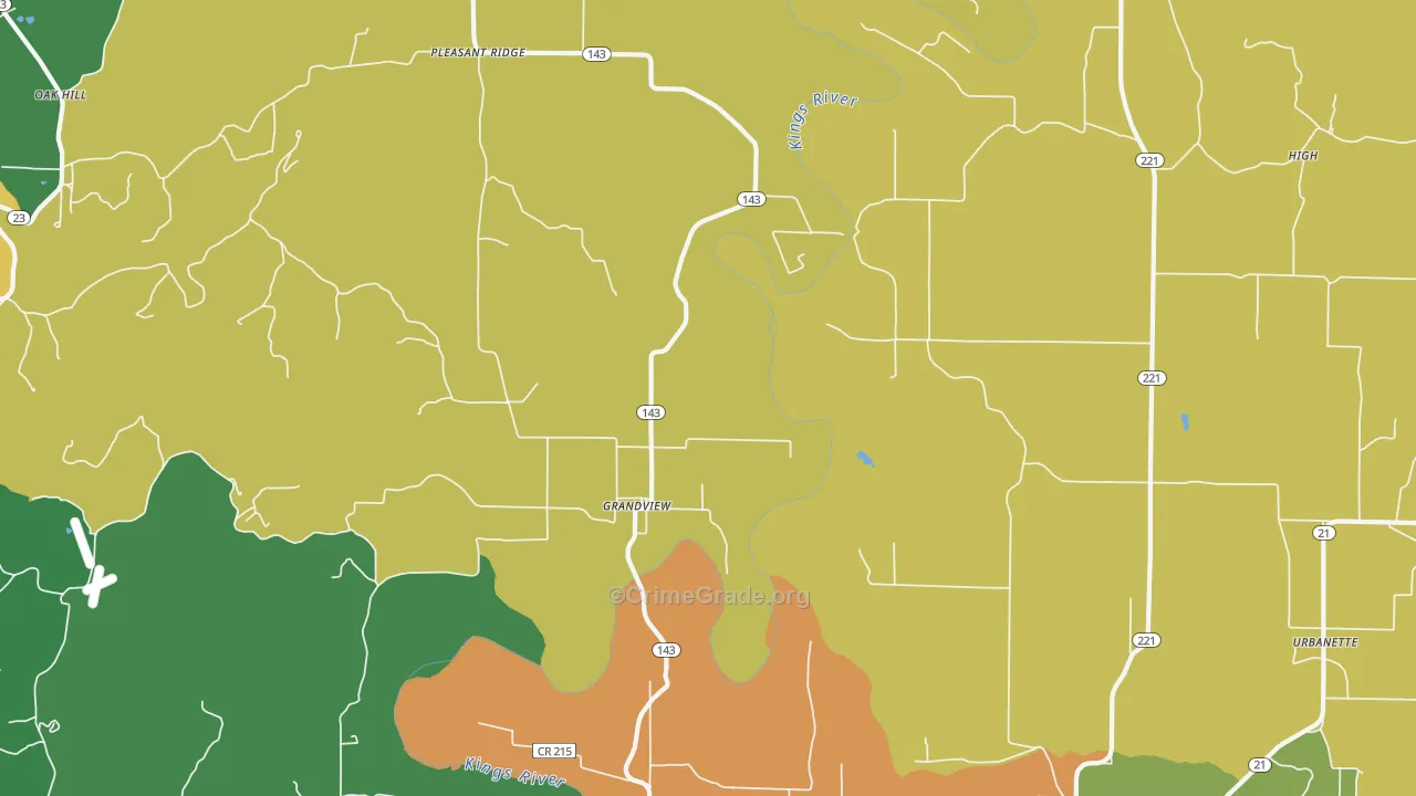 Grandview, AR Map of Murder Rates