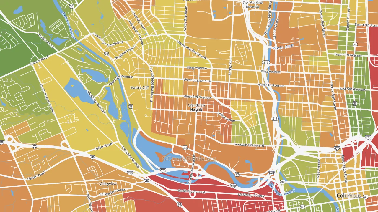 Grandview Heights, OH Map of Murder Rates