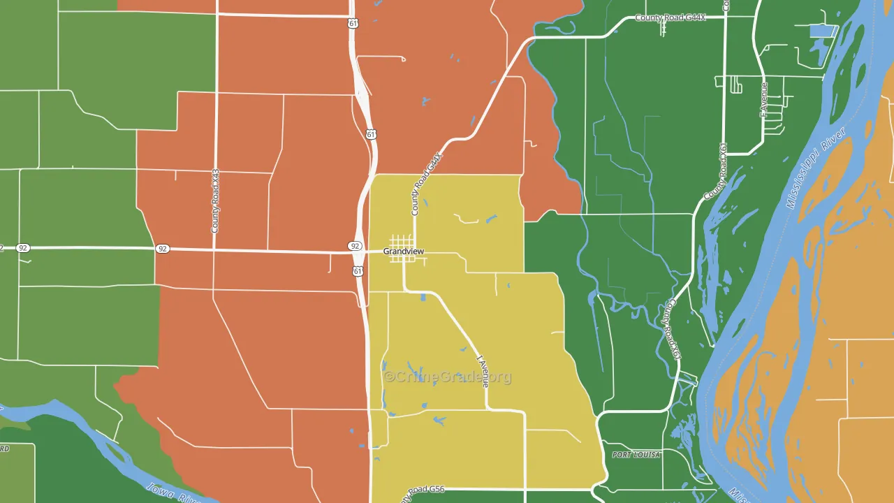 Grandview, IA Map of Murder Rates