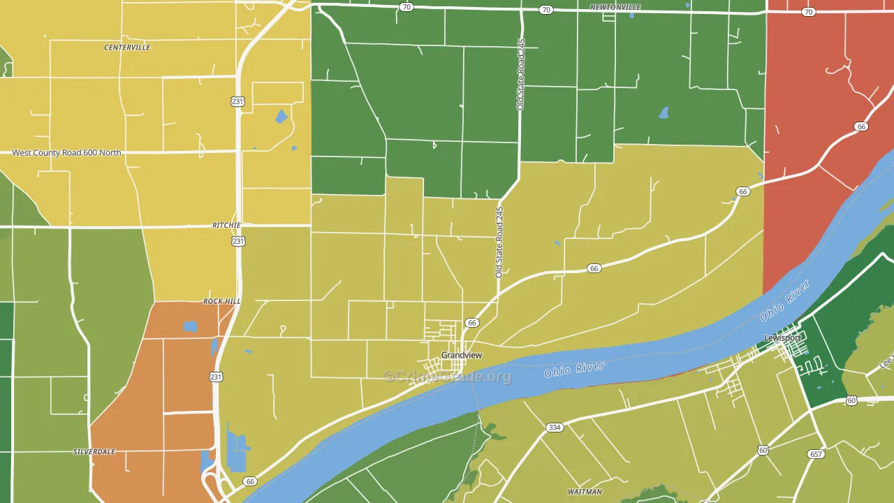 Grandview, IN Map of Murder Rates