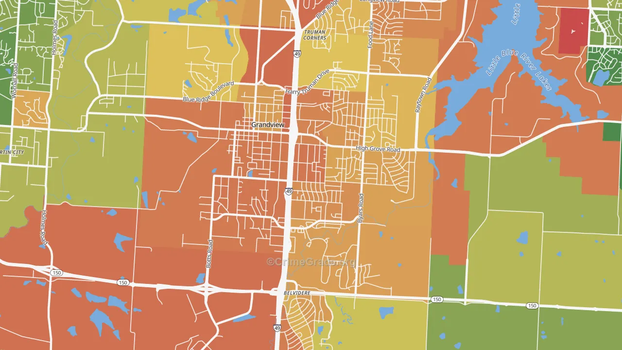 Grandview, MO Map of Murder Rates