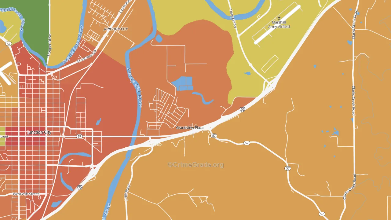 Grandview Plaza, KS Map of Murder Rates