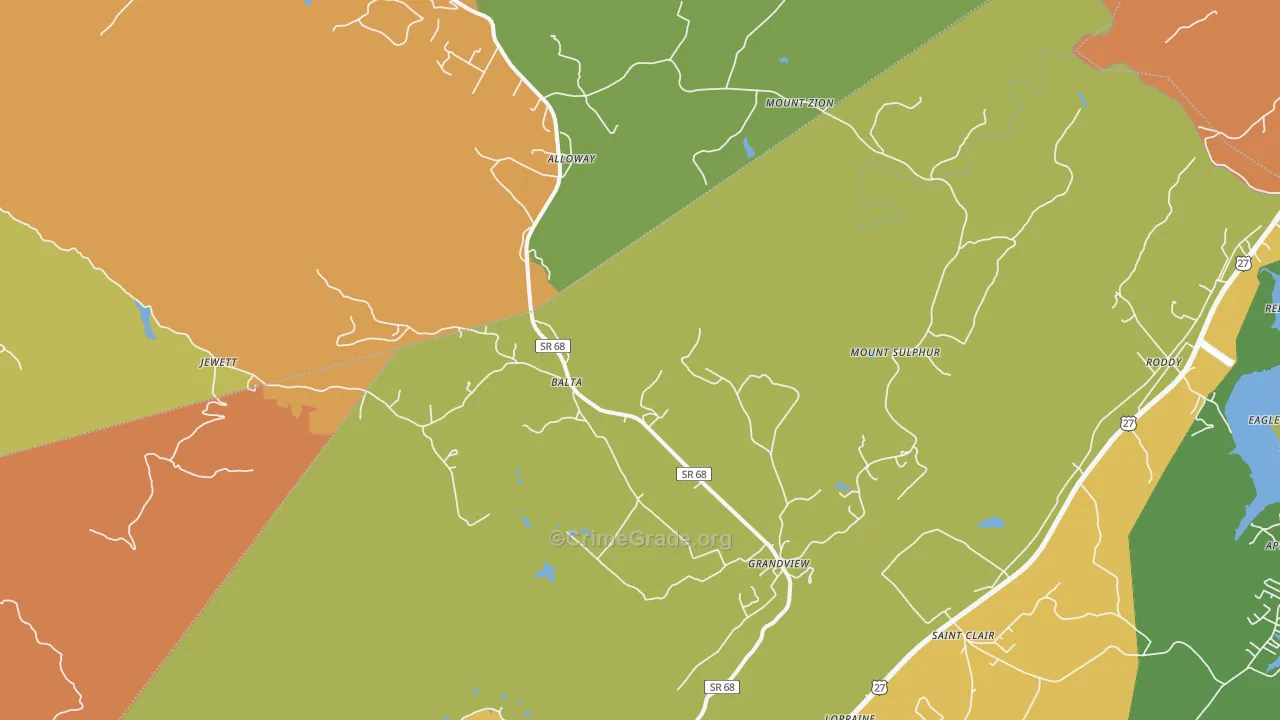 Grandview, TN Map of Murder Rates