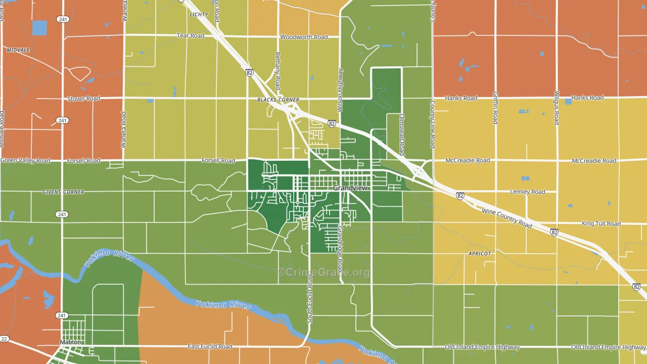 Grandview, WA Map of Murder Rates