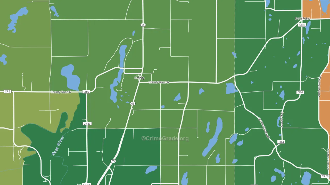 Grandy, MN Map of Murder Rates