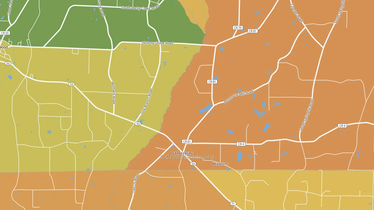 Grangeburg, AL Map of Murder Rates