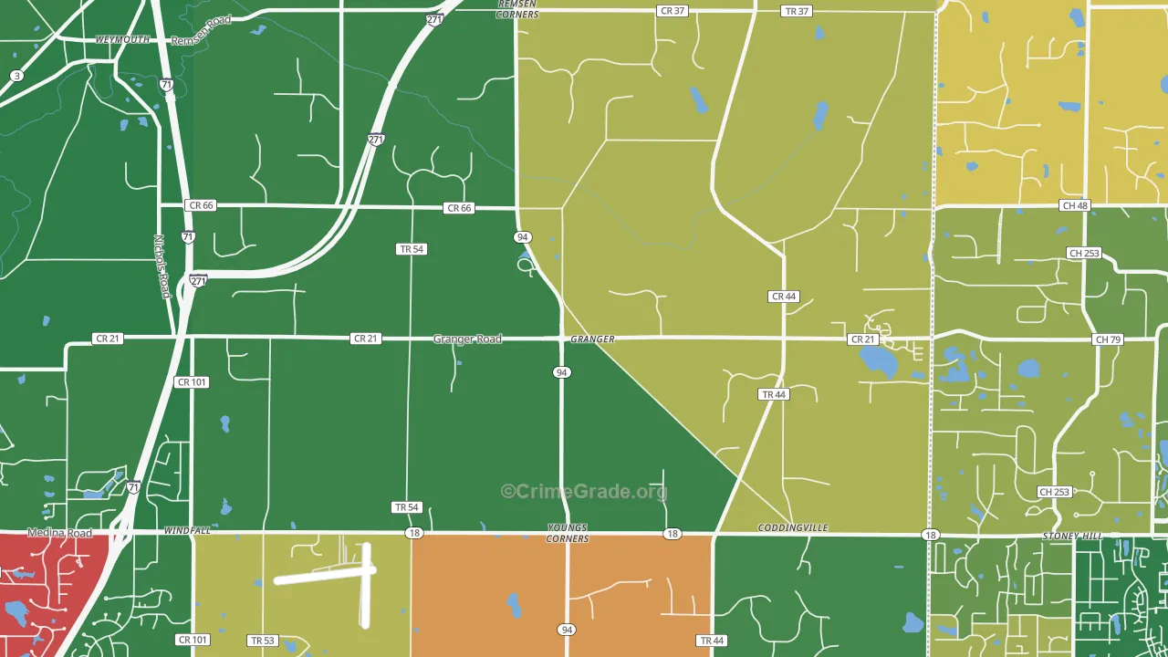 Granger, OH Map of Murder Rates