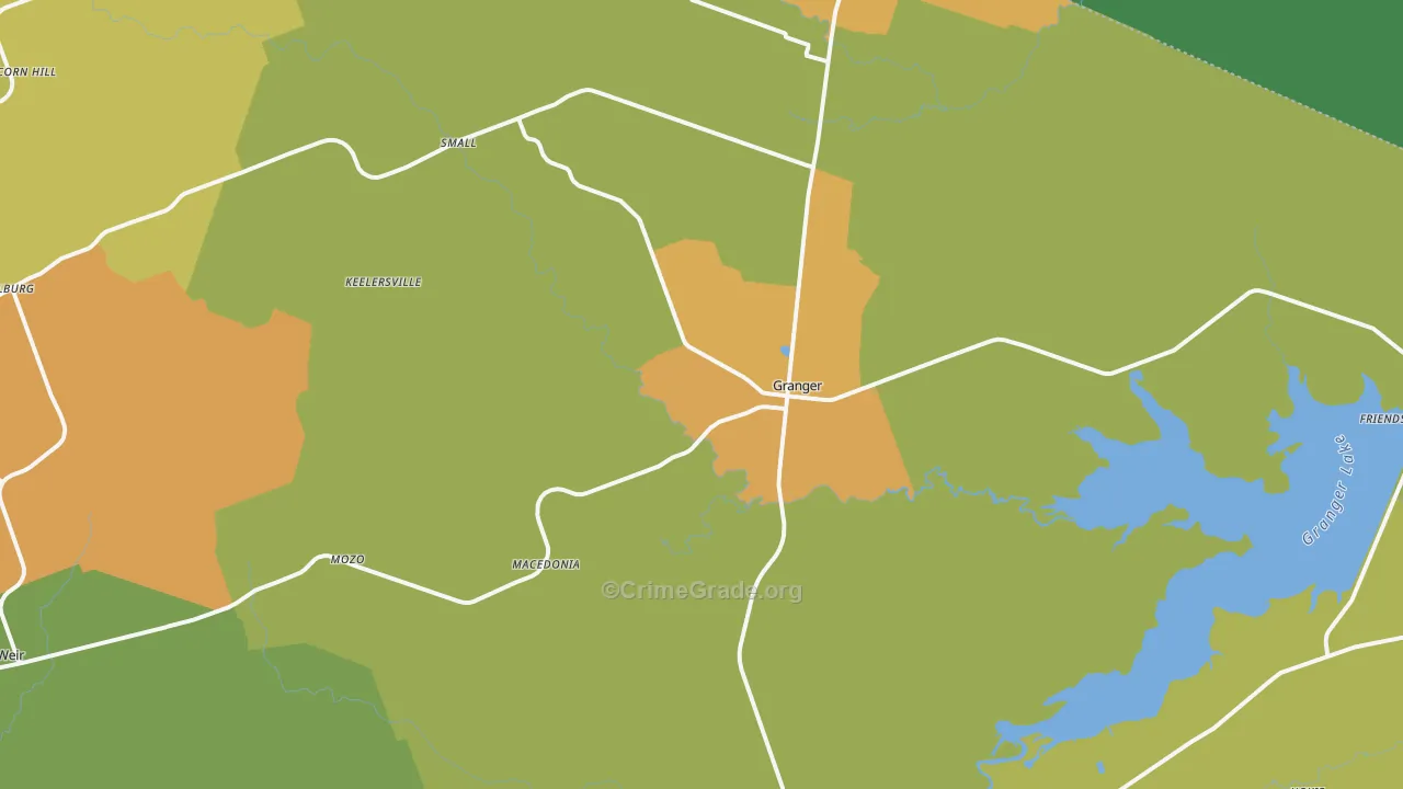 Granger, TX Map of Murder Rates