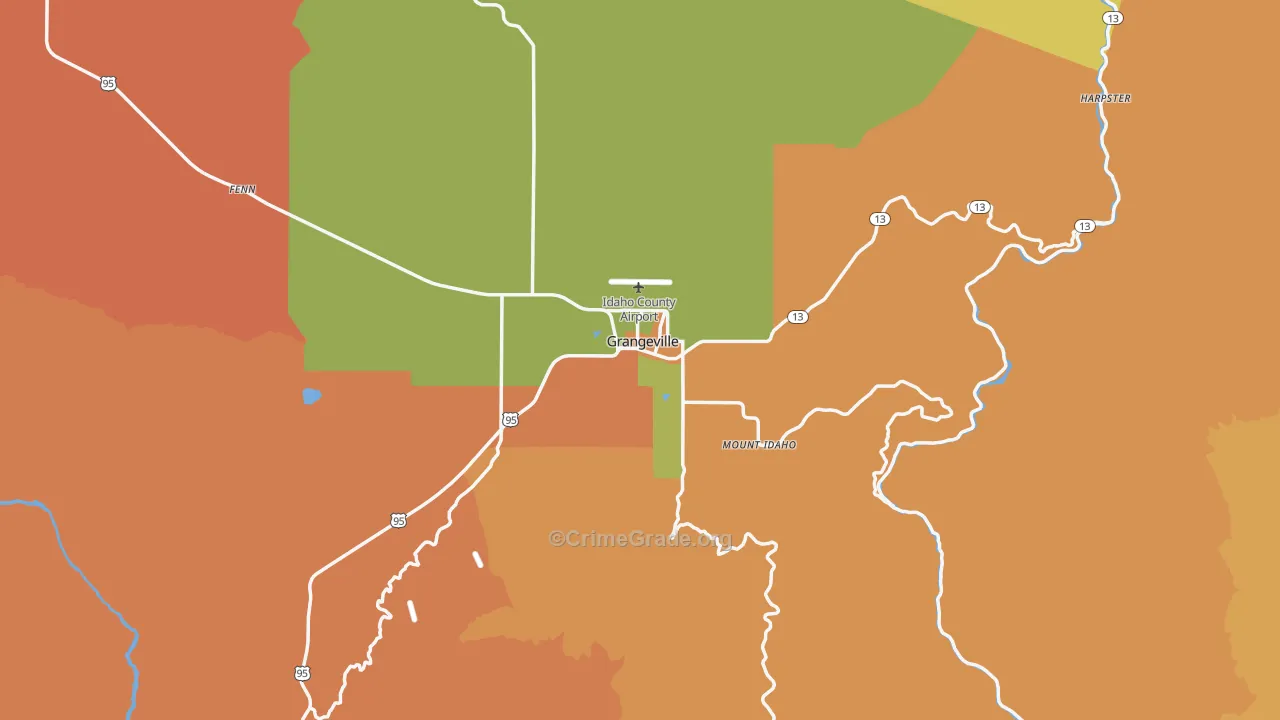 Grangeville, ID Map of Murder Rates