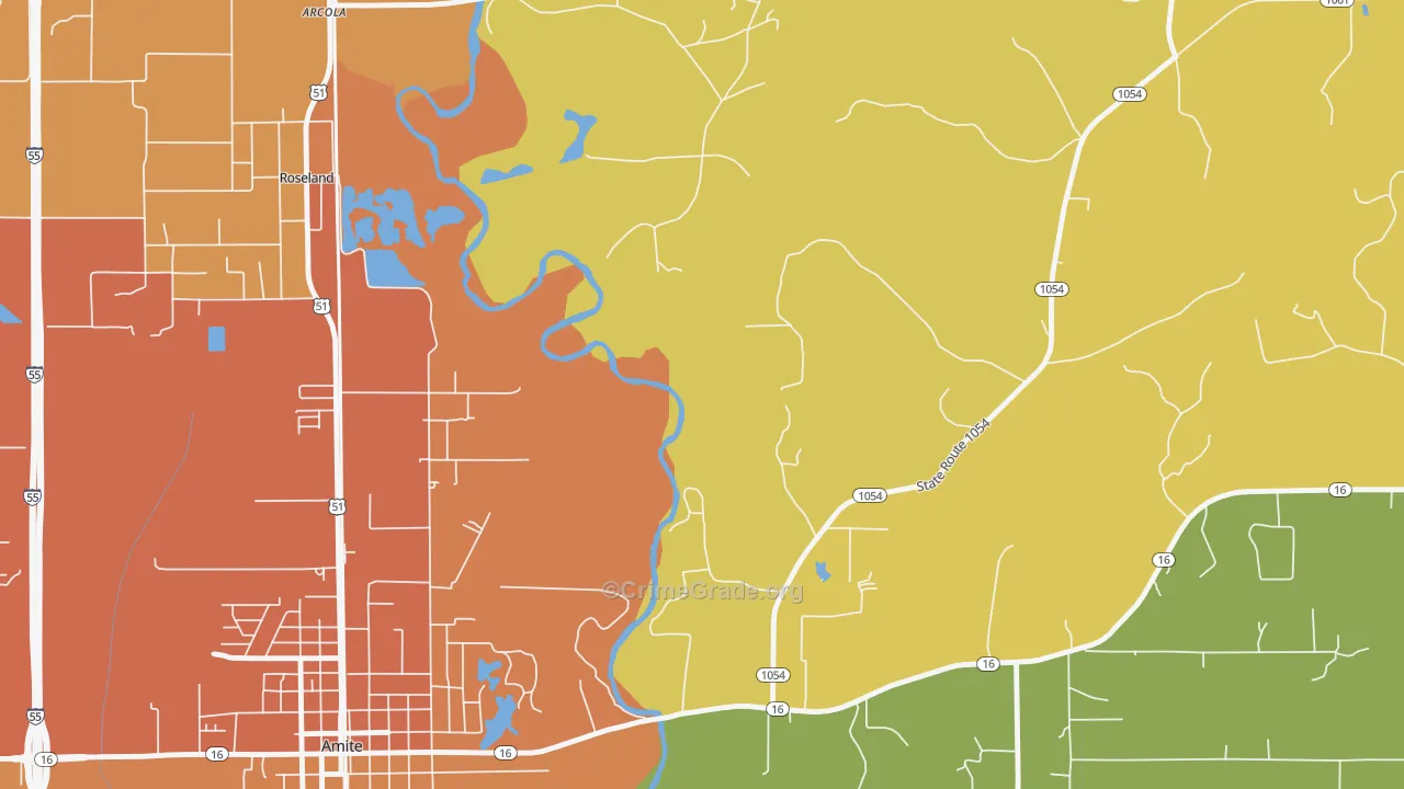 Grangeville, LA Map of Murder Rates