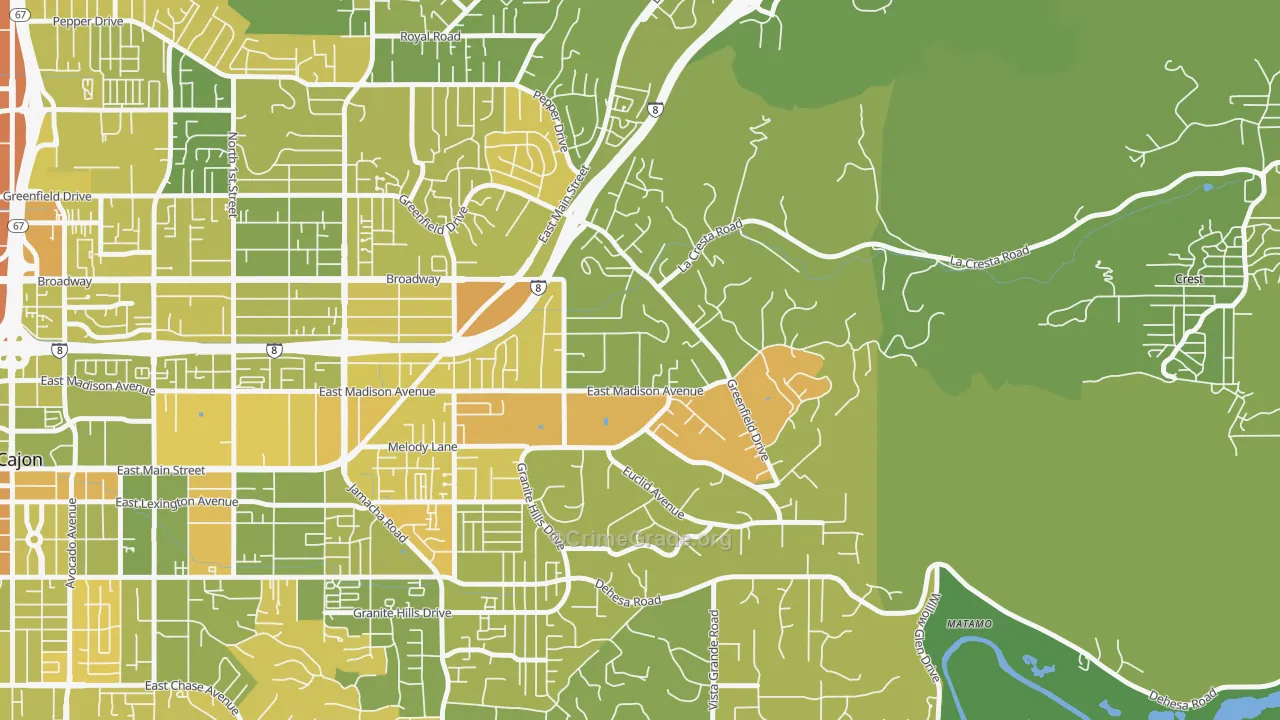 Granite Hills, El Cajon, CA Map of Murder Rates