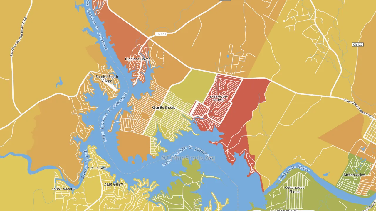 Granite Shoals, TX Map of Murder Rates
