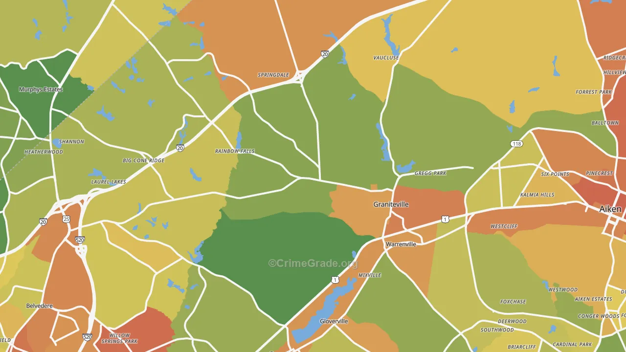 Graniteville, SC Map of Murder Rates