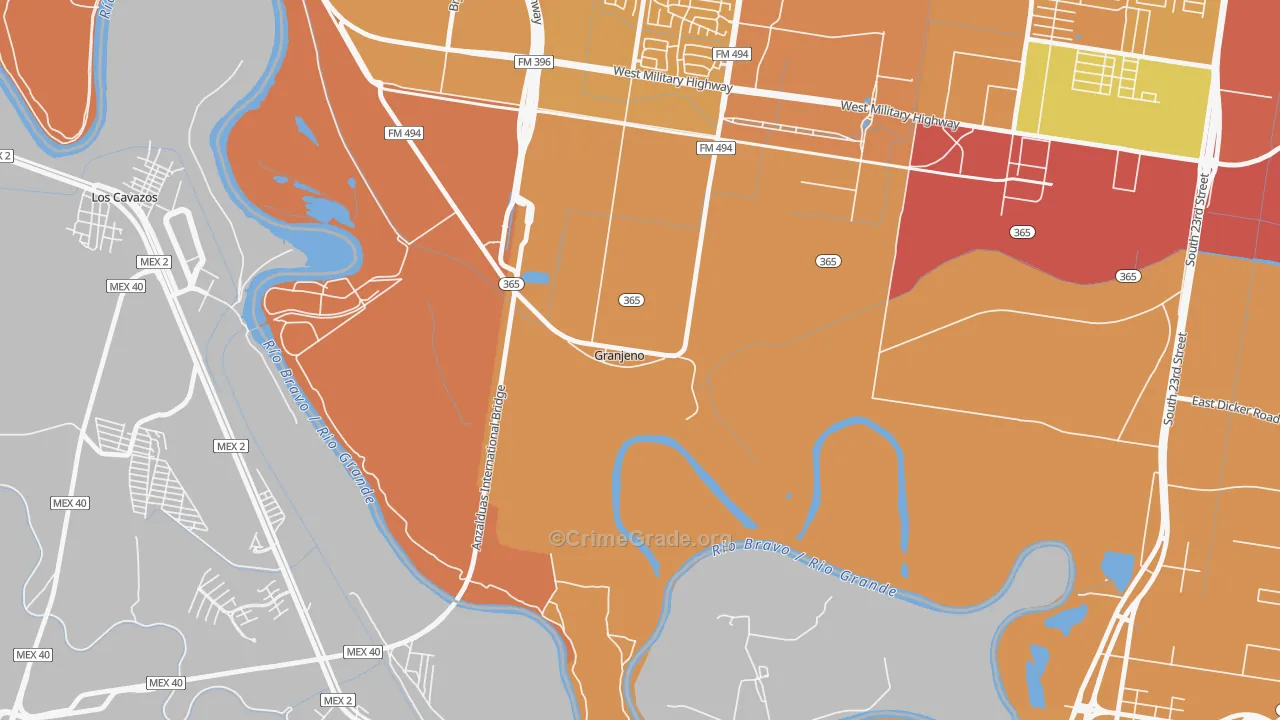 Granjeno, TX Map of Murder Rates
