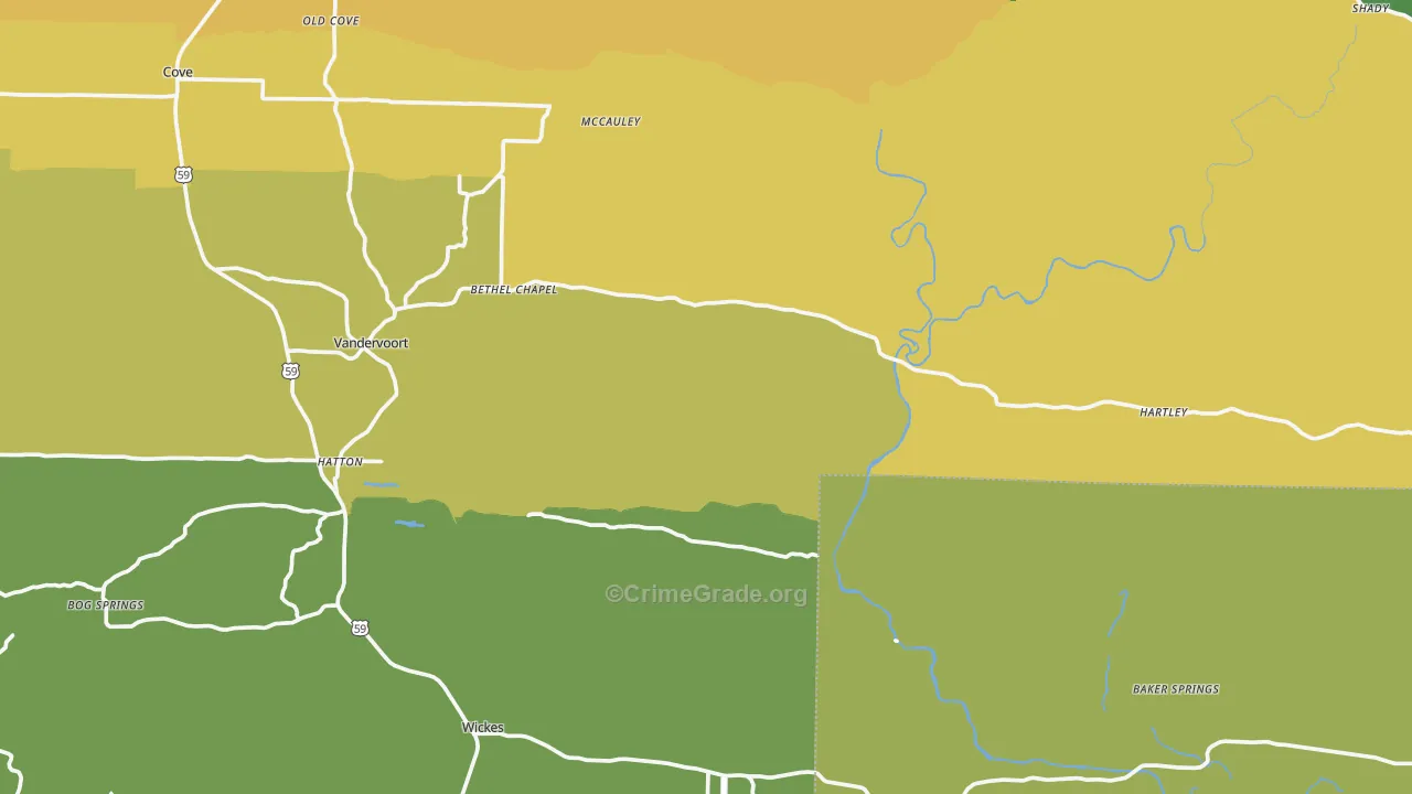 Grannis, AR Map of Murder Rates