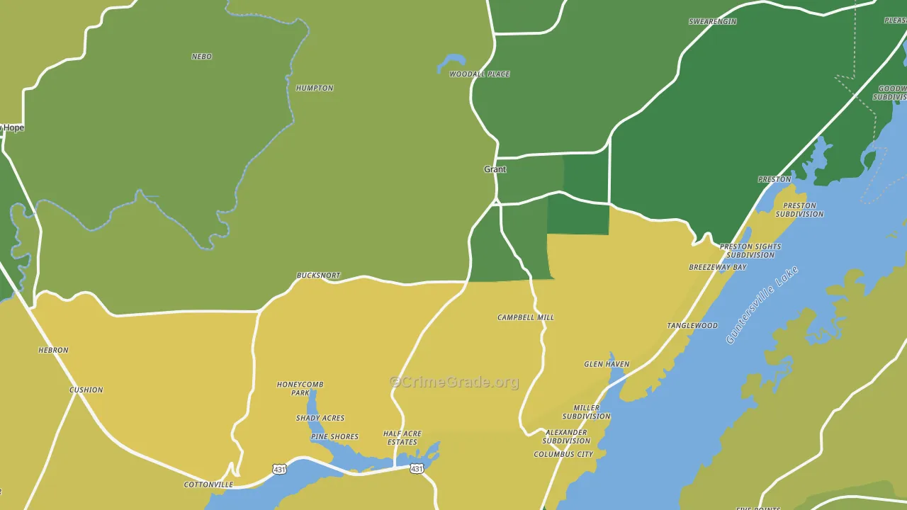 Grant, AL Map of Murder Rates