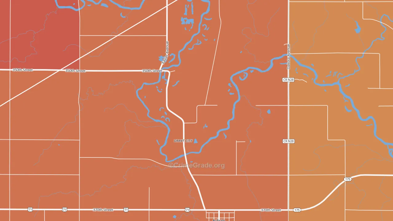Grant City, IA Map of Murder Rates