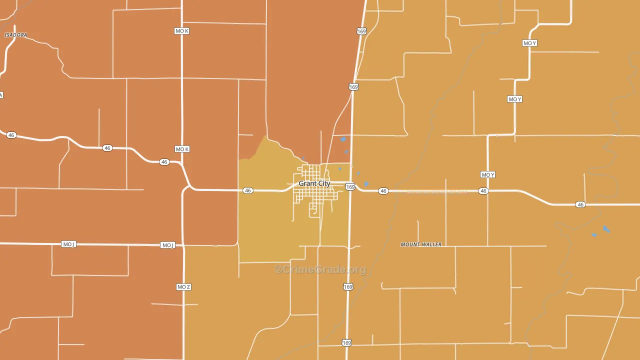 Grant City, MO Map of Murder Rates