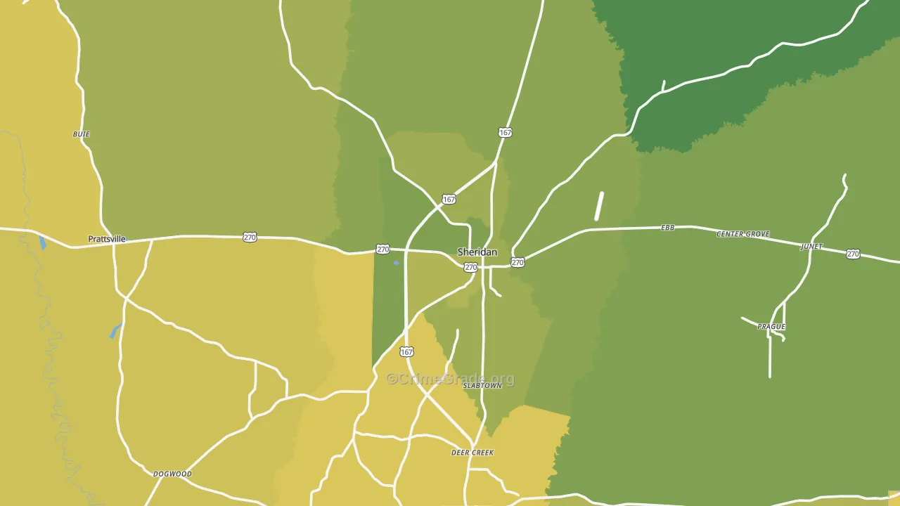 Grant County, AR Map of Murder Rates