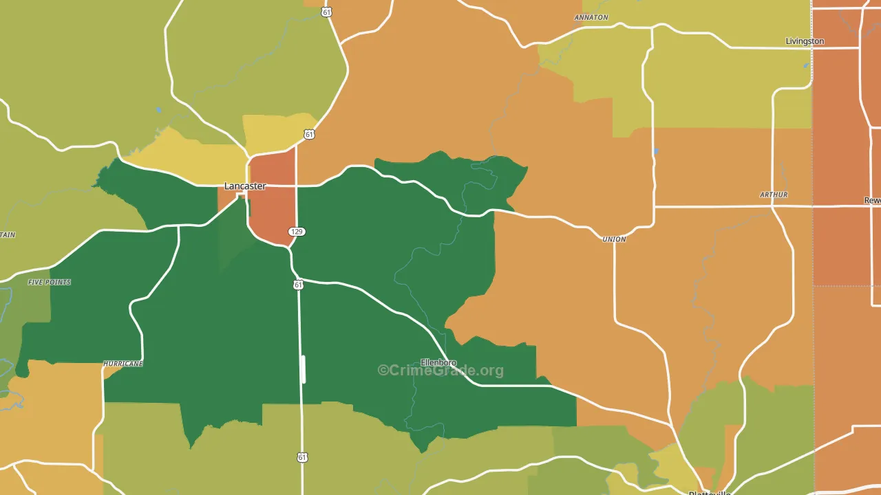 Grant County, WI Map of Murder Rates