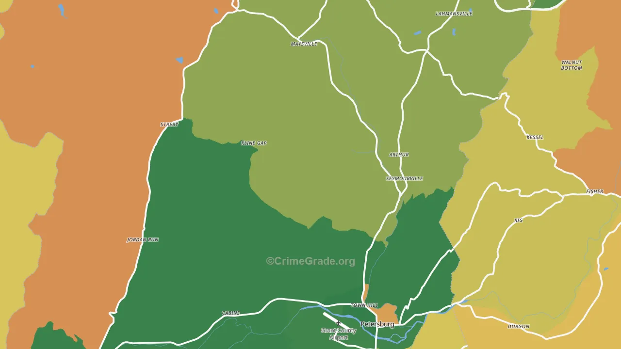 Grant County, WV Map of Murder Rates