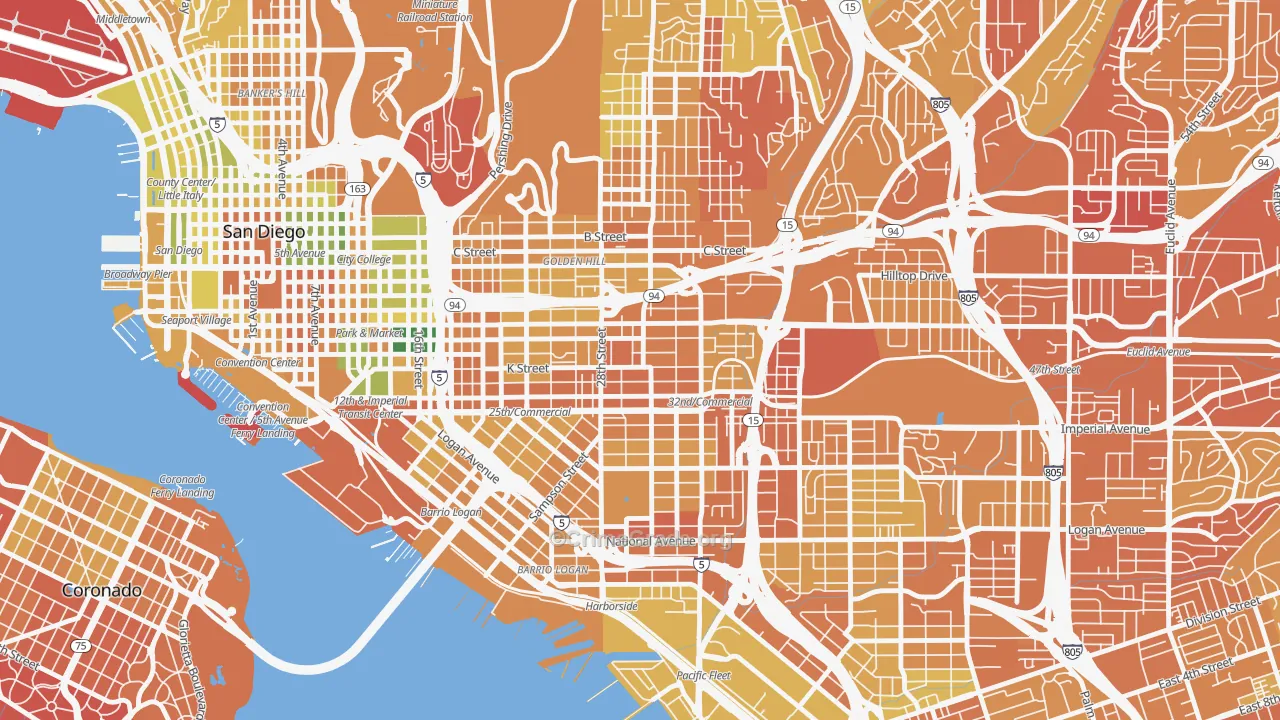 Grant Hill, San Diego, CA Map of Murder Rates