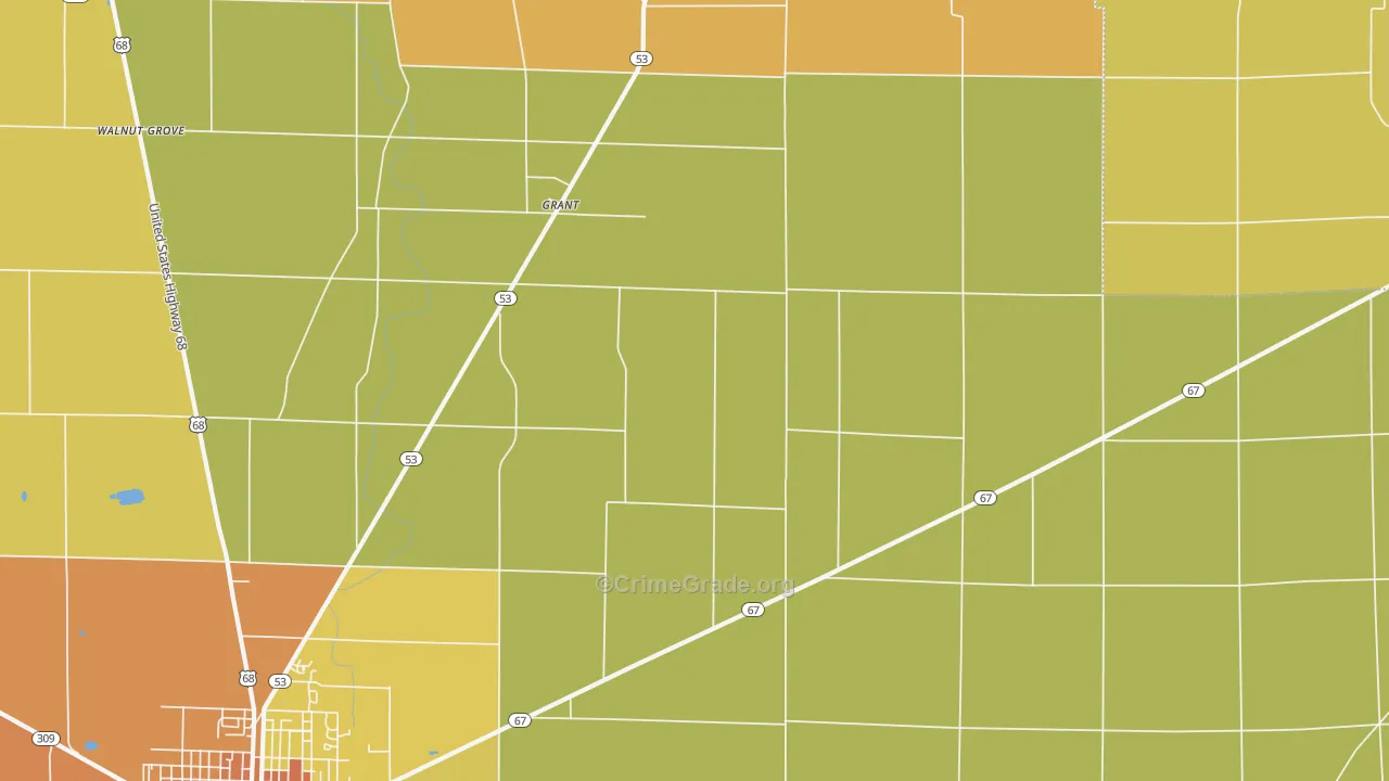 Grant, OH Map of Murder Rates